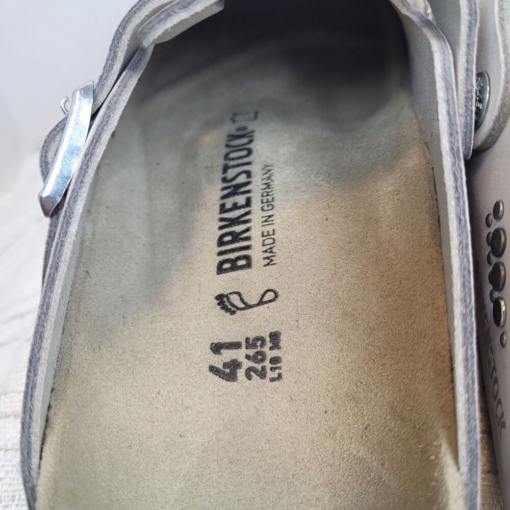 Rare Birkenstock Boston Rivets / Studs Taupe Soft Suede Leather Women's 10 EU 41 - Picture 6 of 16
